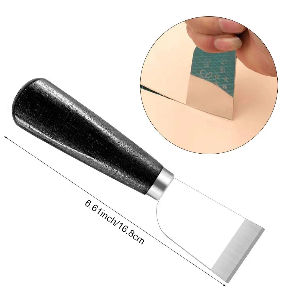 QMNNMA Leather Knife with Wooden Handle | Sharp Leather Cutting & Skiving Tool for Leathercraft - view 3
