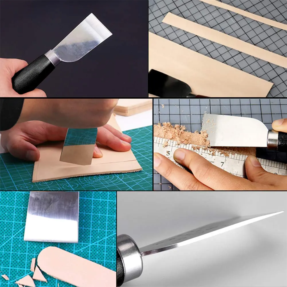 QMNNMA Leather Knife with Wooden Handle | Sharp Leather Cutting & Skiving Tool for Leathercraft - view 4