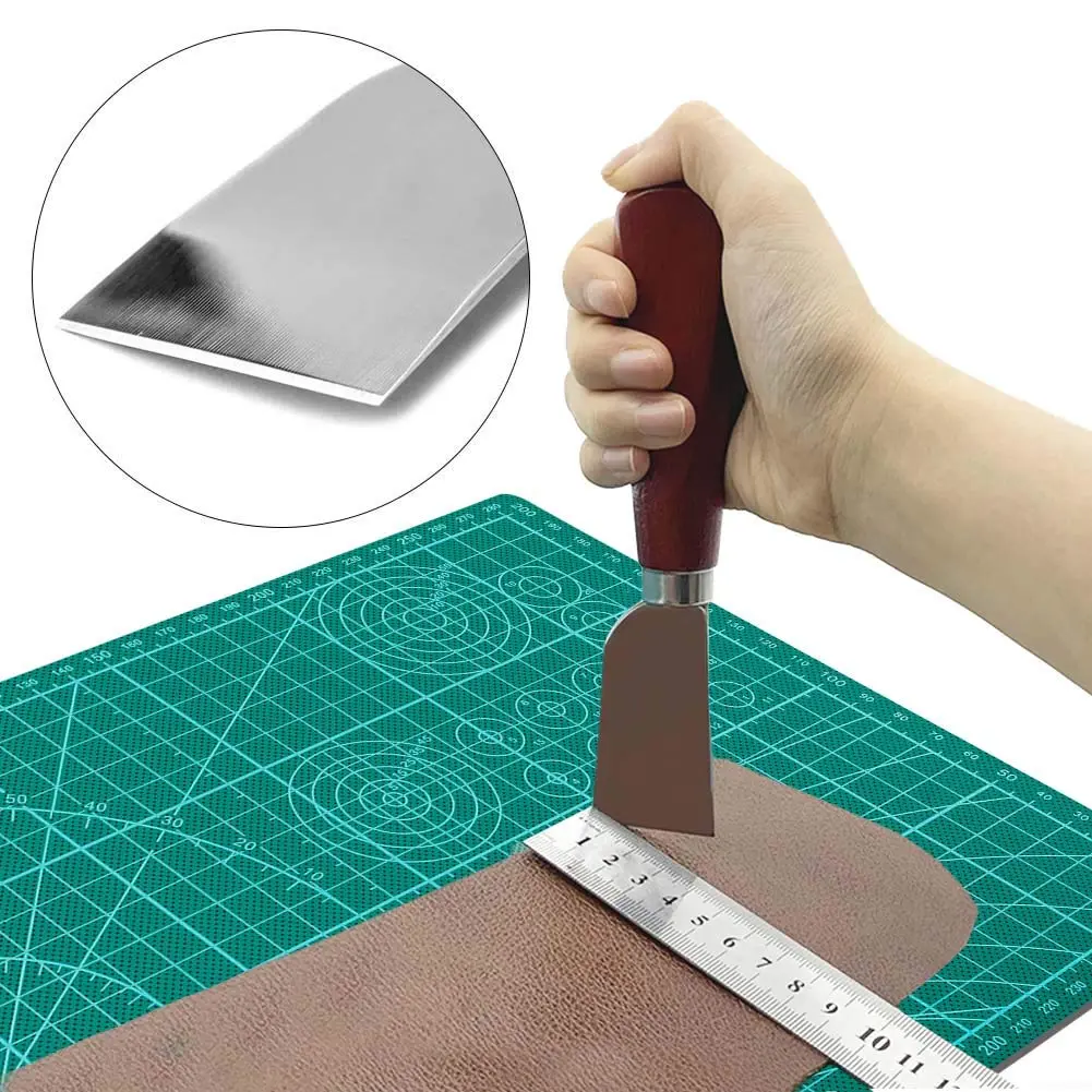 QMNNMA Leather Knife, Skiving Knife, Leather Cutting Knife (Red) | Durable High-Speed Steel Blade for Leathercraft - view 3