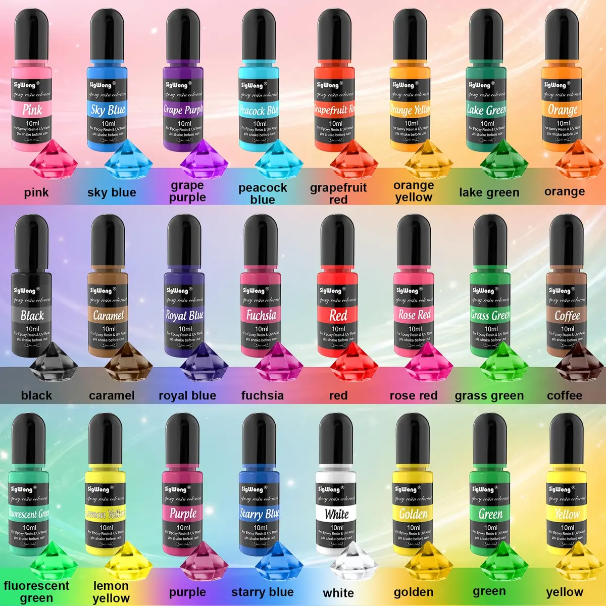 SigWong Epoxy Resin Pigment 24 Colors | Highly Concentrated Liquid Dye for DIY Jewelry & Crafts - view 2