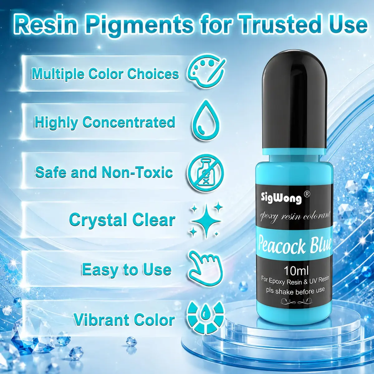 SigWong Epoxy Resin Pigment 24 Colors | Highly Concentrated Liquid Dye for DIY Jewelry & Crafts - view 3