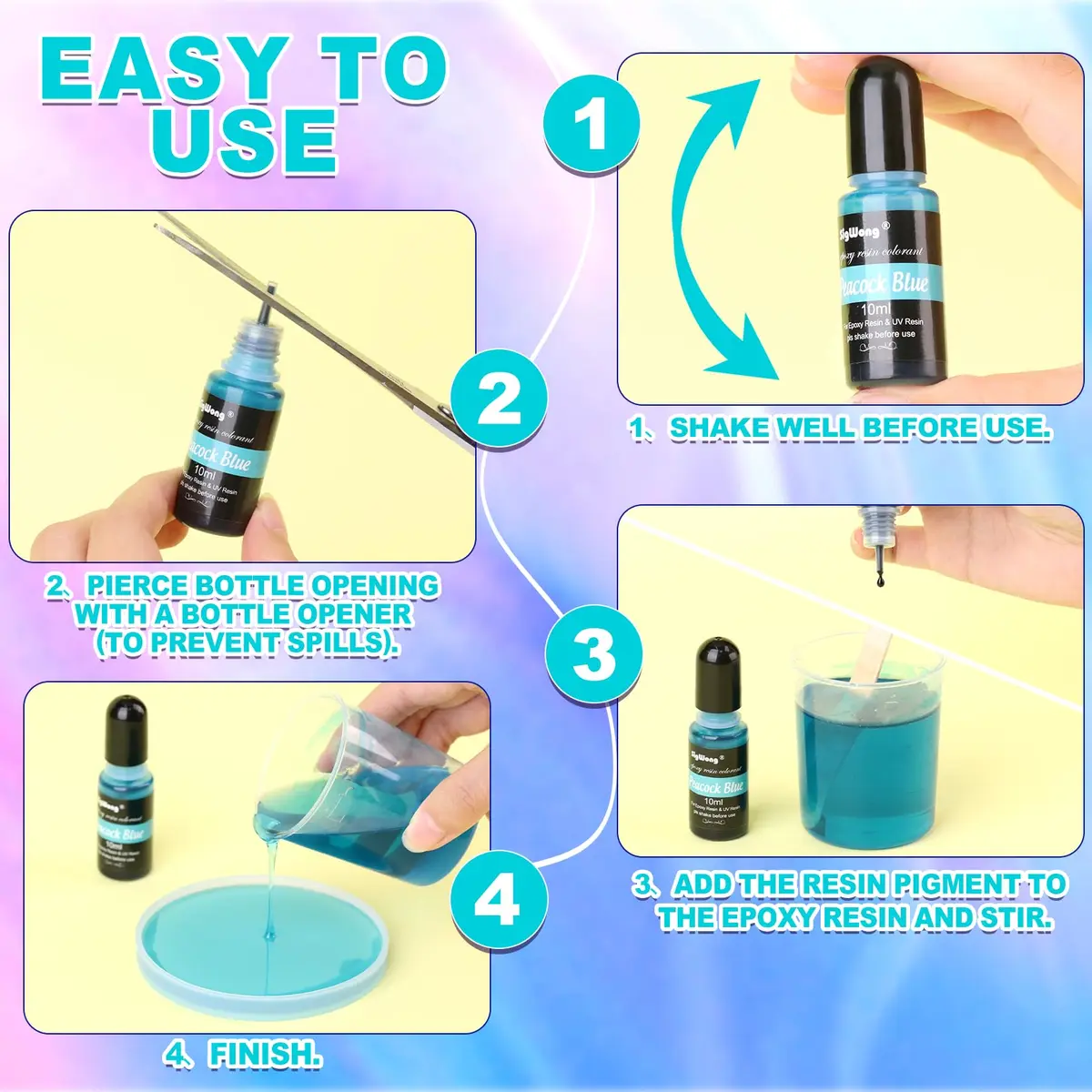 SigWong Epoxy Resin Pigment 24 Colors | Highly Concentrated Liquid Dye for DIY Jewelry & Crafts - view 4