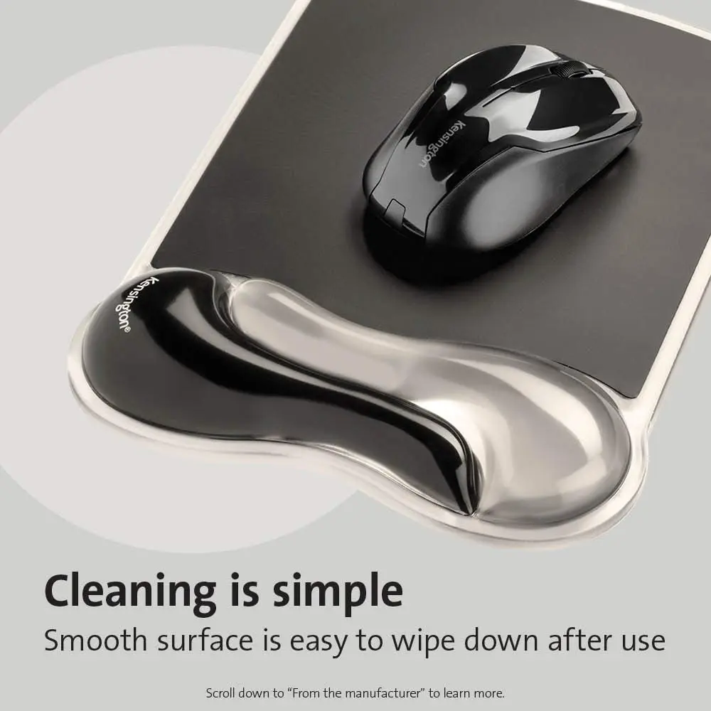 Kensington Mousepad and Wrist Rest, Gel Pillow, Gray, 9.6L x 7.6W inches | Ergonomic support for long hours - view 6