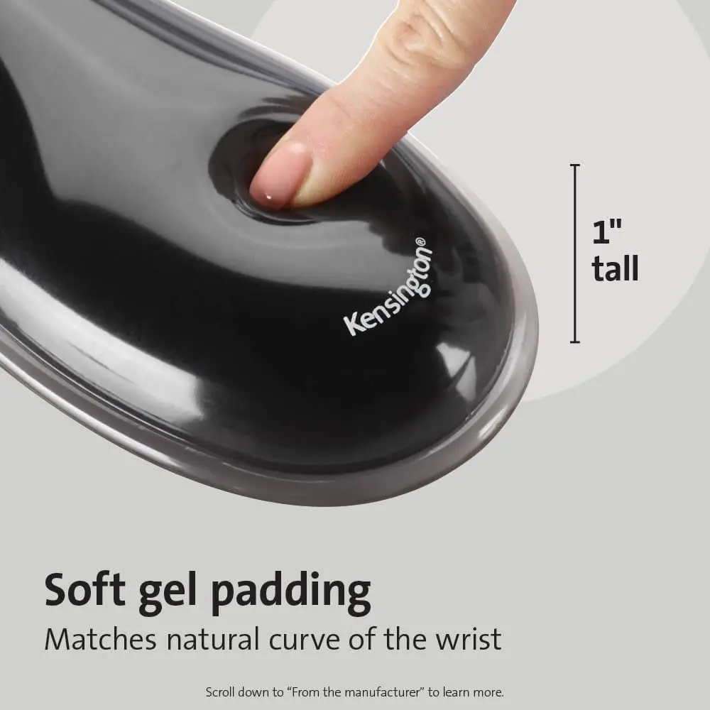 Kensington Mousepad and Wrist Rest, Gel Pillow, Gray, 9.6L x 7.6W inches | Ergonomic support for long hours - view 3