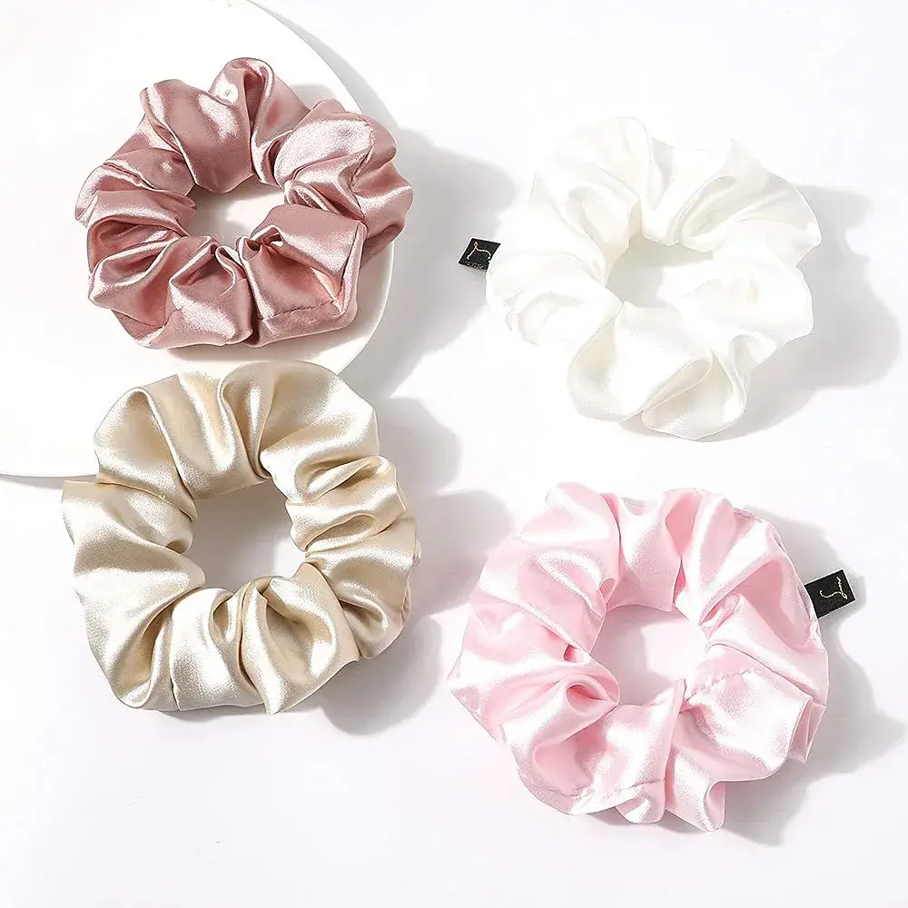 Ivyu Silk Satin Scrunchies for Women - Large Hair Ties for Thin & Thick Hair, 4-Count Pack - view 5
