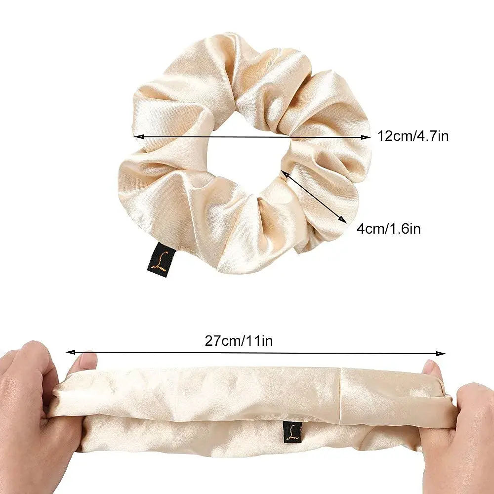 Ivyu Silk Satin Scrunchies for Women - Large Hair Ties for Thin & Thick Hair, 4-Count Pack - view 2