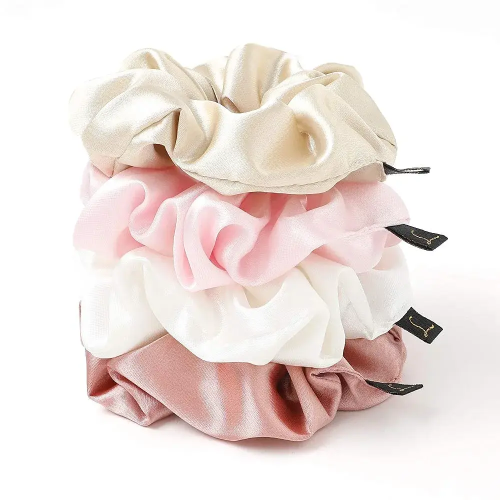 Ivyu Silk Satin Scrunchies for Women - Large Hair Ties for Thin & Thick Hair, 4-Count Pack - view 4