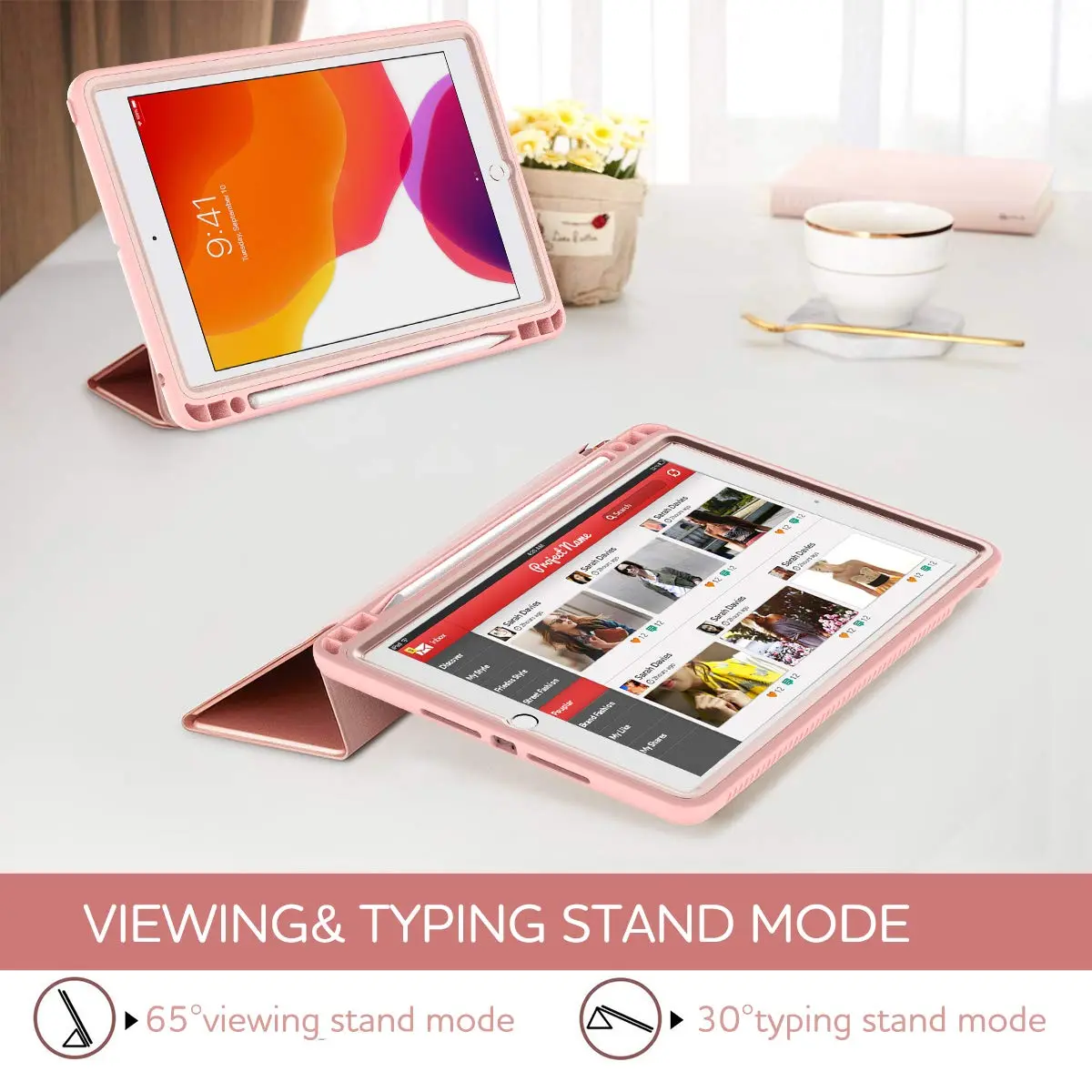 SURITCH Shockproof Leather Smart Cover Case for iPad 10.2 2021/2020/2019 | Auto Sleep/Wake Stand - view 6