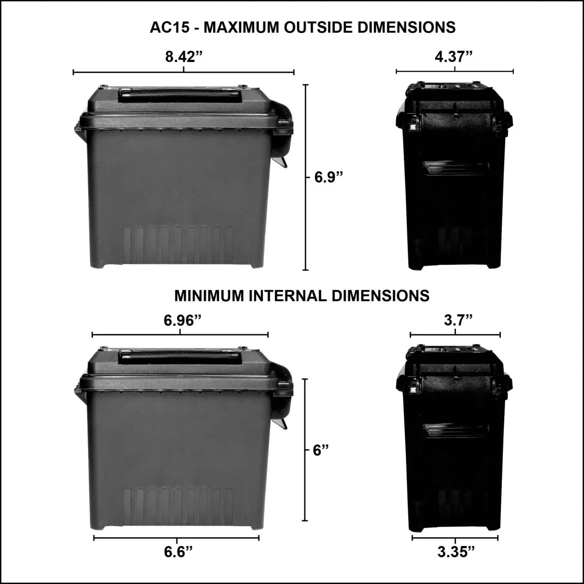 MTM AC15-35 Mini Ammo Can with Water-Resistant Seal, Double Padlock Tabs, 12-Pound Capacity, 20.9cm (8.4") x 10.7cm (4.2") x 17.3cm (6.8") - view 4