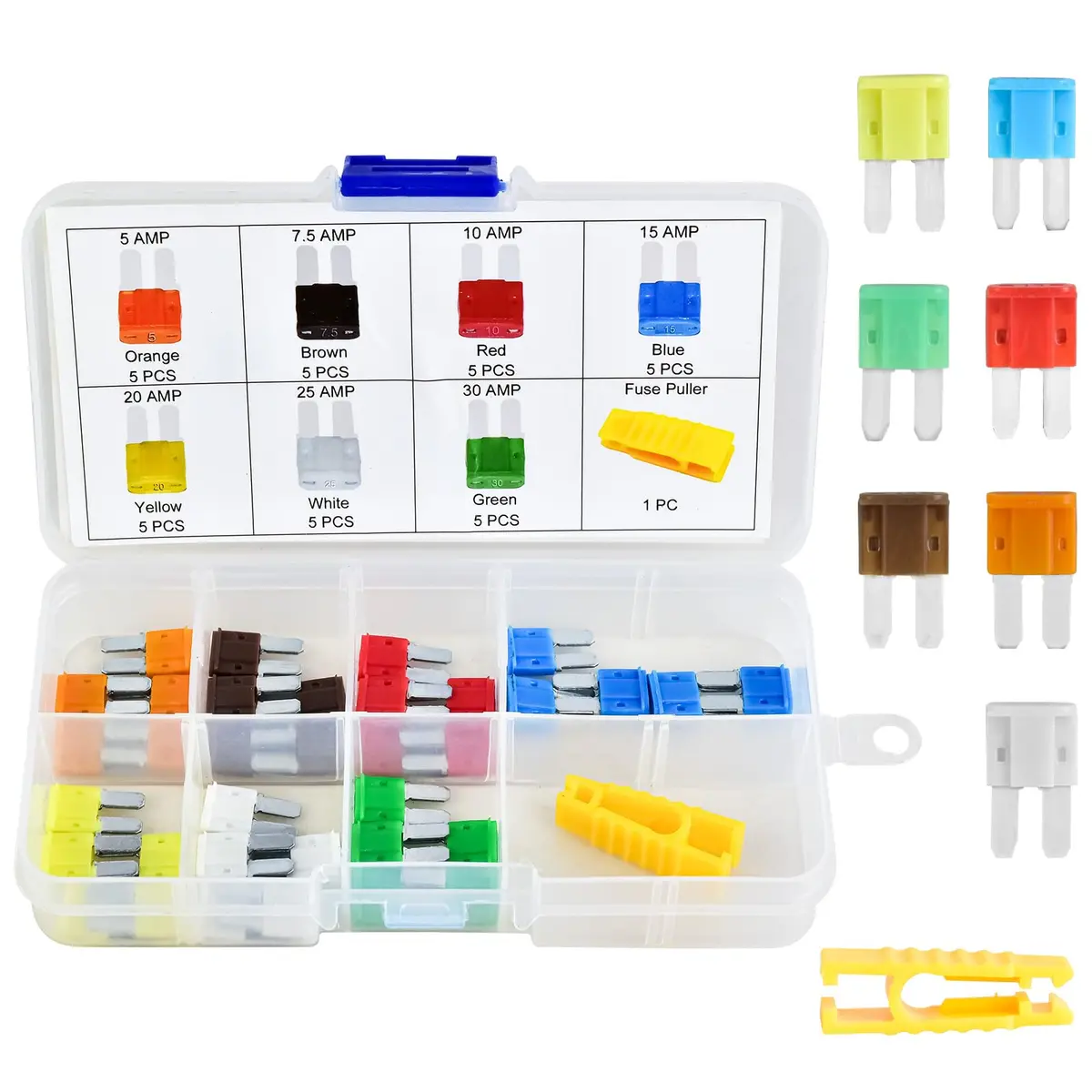 MuHize Micro2 Fuse Kit 35 Pcs, 5A-30A | Automotive Fuse Assortment with Puller Tool - main product image