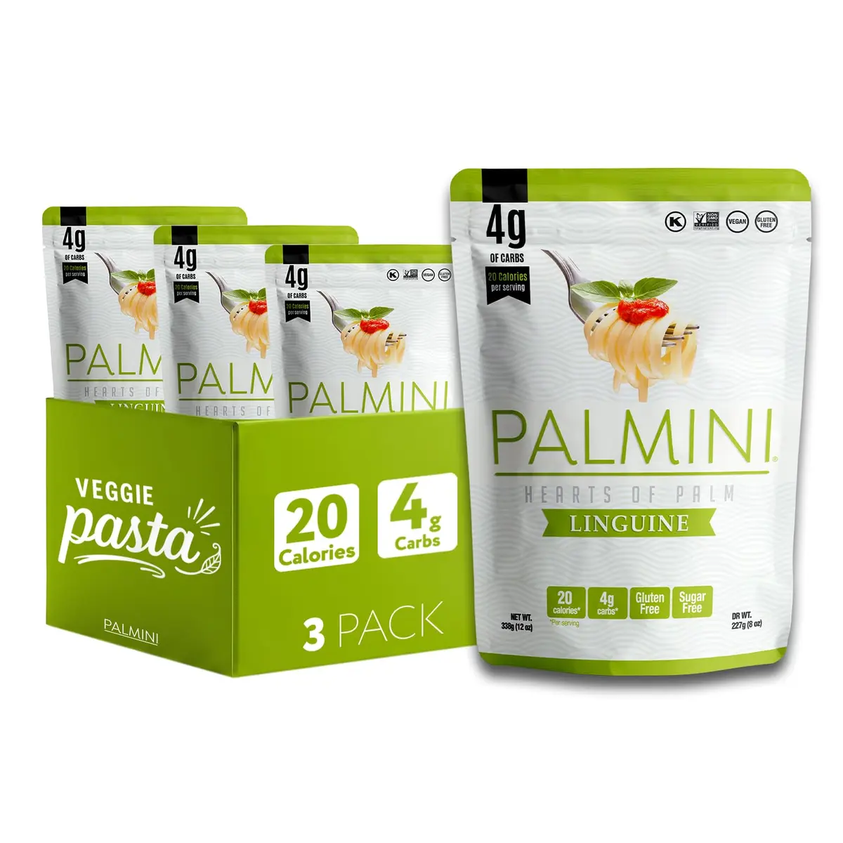 Palmini Linguine Hearts of Palm Pasta | Low Carb, Keto, Gluten Free, Vegan, Non-GMO (12oz Pack of 3) - main product image