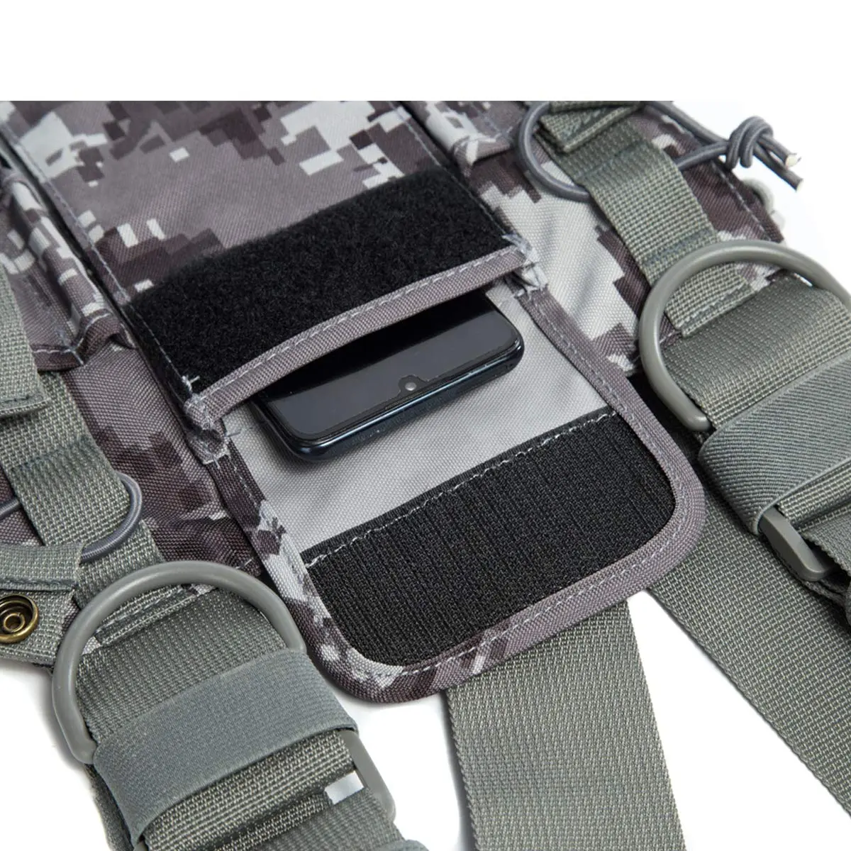 LUITON Radio Shoulder Holster Chest Harness Holder Vest for Two Way Radio | Adjustable Nylon Carry Case with Front Pouches (Camo) - view 7