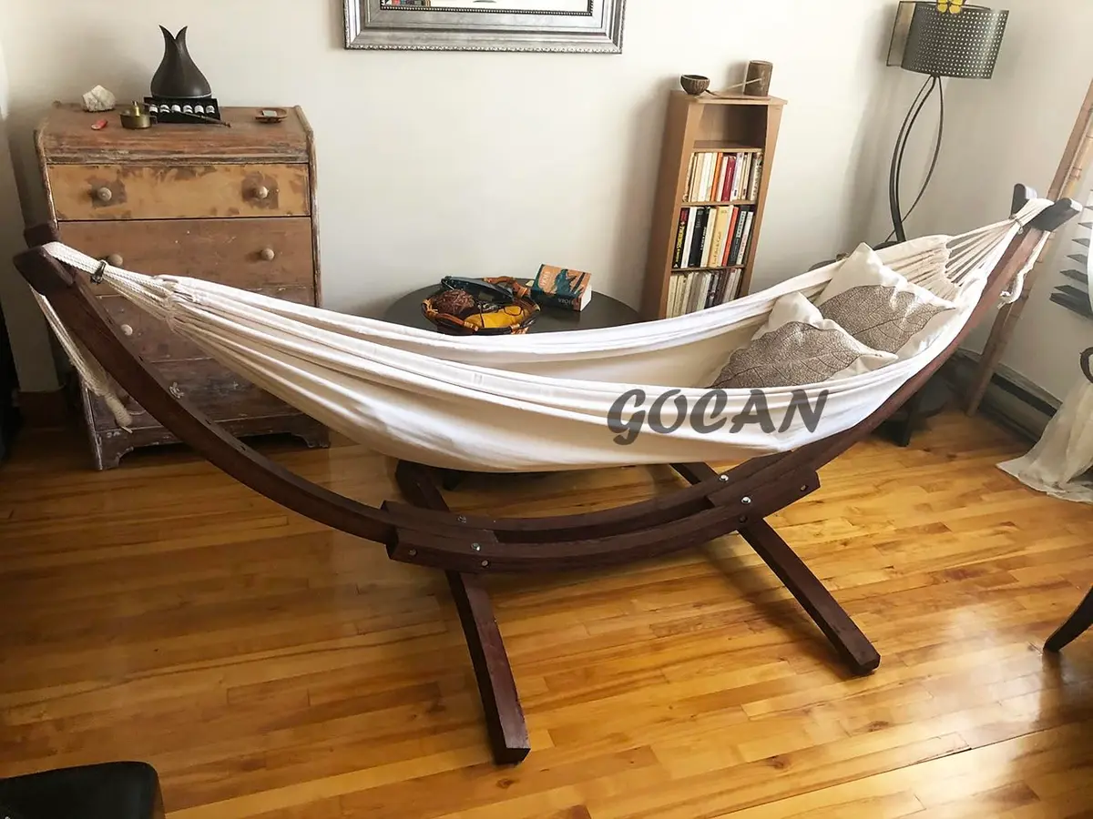 GOCAN Large Outdoor Hammock 220 x 150cm | Breathable Cotton Canvas for 1-2 Adults & Kids - view 4