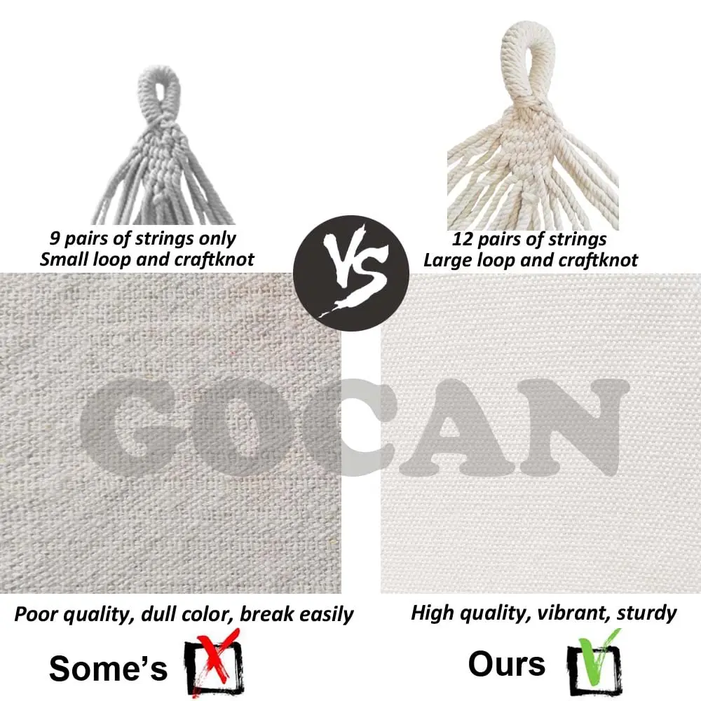 GOCAN Large Outdoor Hammock 220 x 150cm | Breathable Cotton Canvas for 1-2 Adults & Kids - view 6