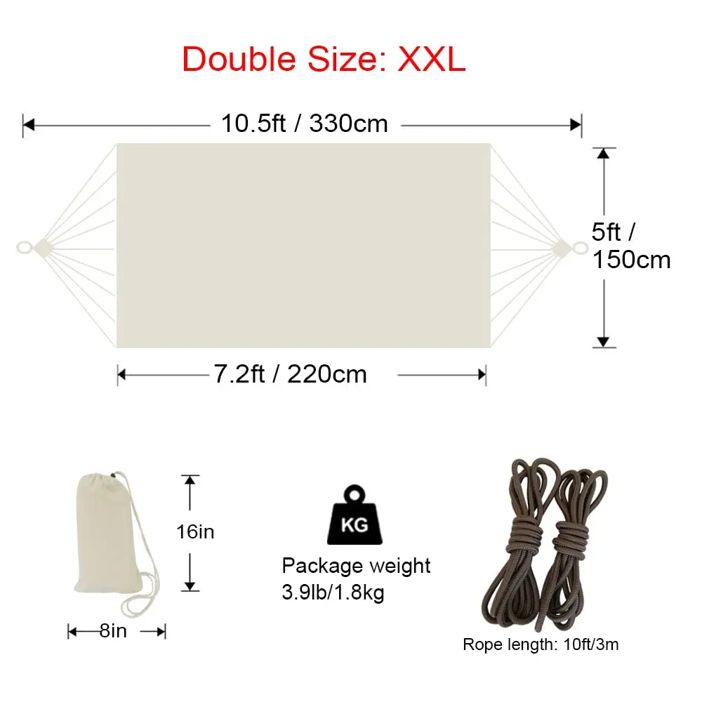 GOCAN Large Outdoor Hammock 220 x 150cm | Breathable Cotton Canvas for 1-2 Adults & Kids - view 2