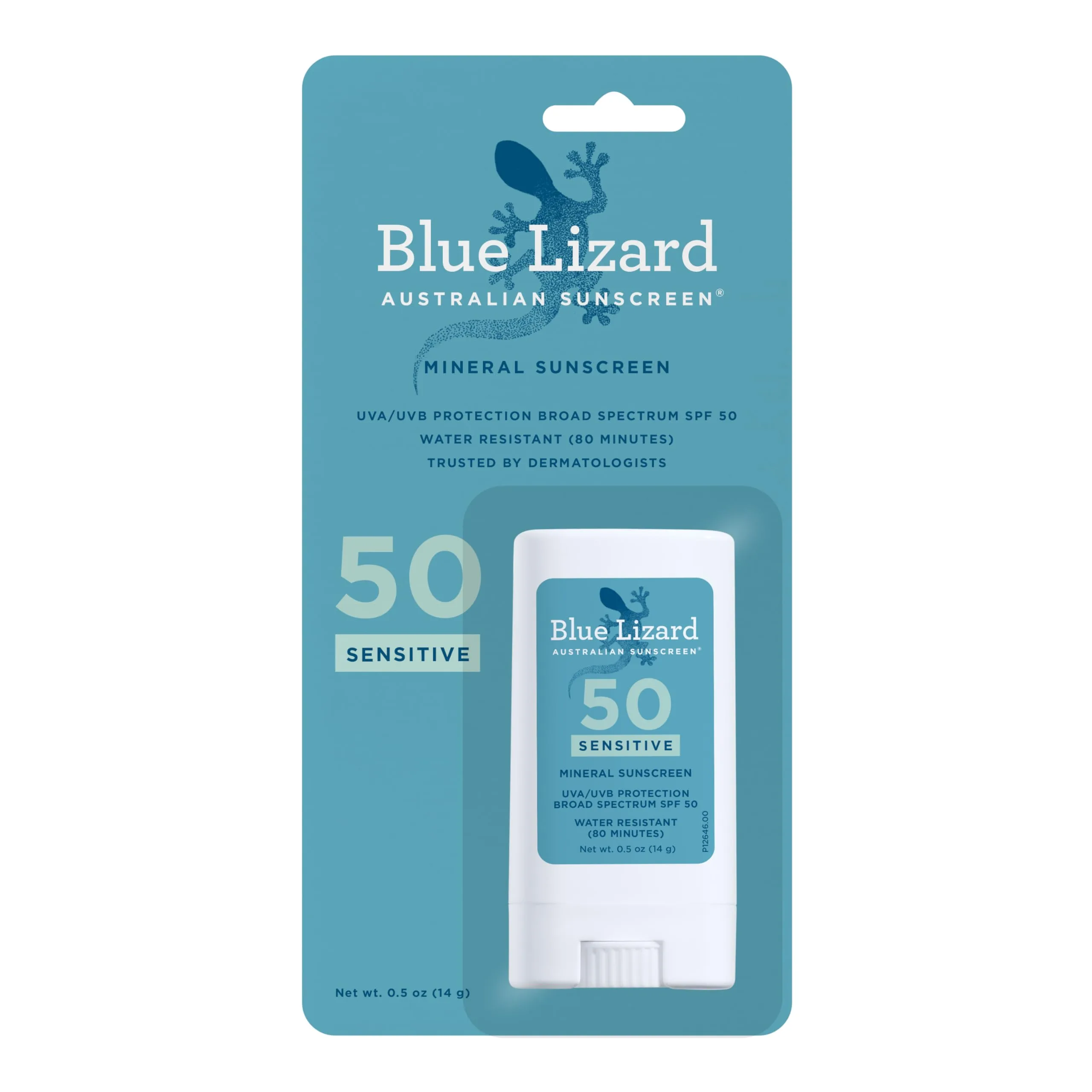 BLUE LIZARD Sensitive Mineral Sunscreen Stick SPF 50, Zinc Oxide, 0.5 Oz | Water Resistant Sunscreen for Sensitive Skin - main product image