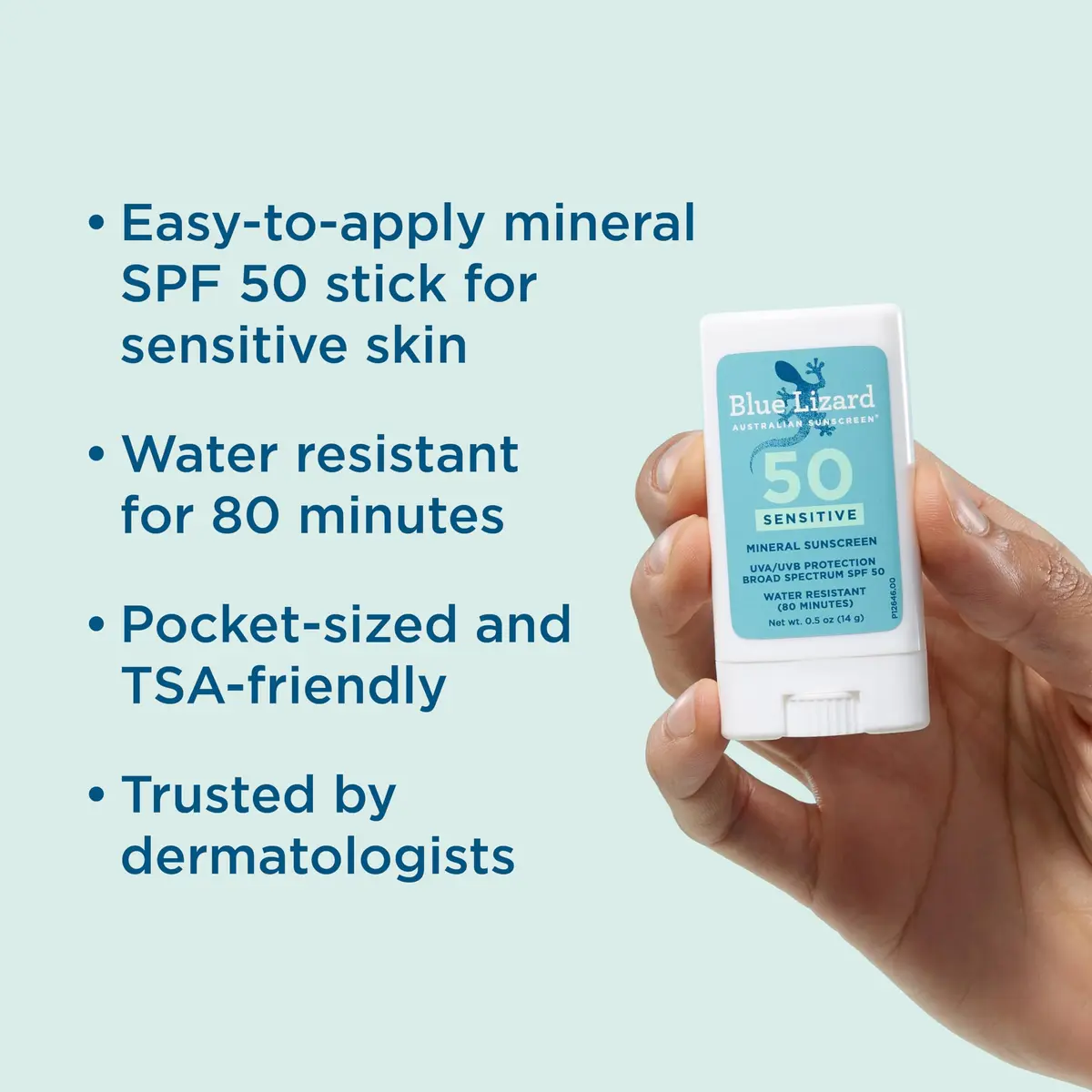 BLUE LIZARD Sensitive Mineral Sunscreen Stick SPF 50+ 15ml (0.5 Oz) | Reef-Safe Zinc Oxide Protection - view 2