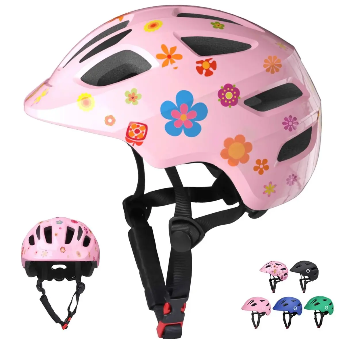 XJD Pink Flowers X-Small Toddler Bike & Skateboard Helmet (46-51 cm) for Kids - main product image