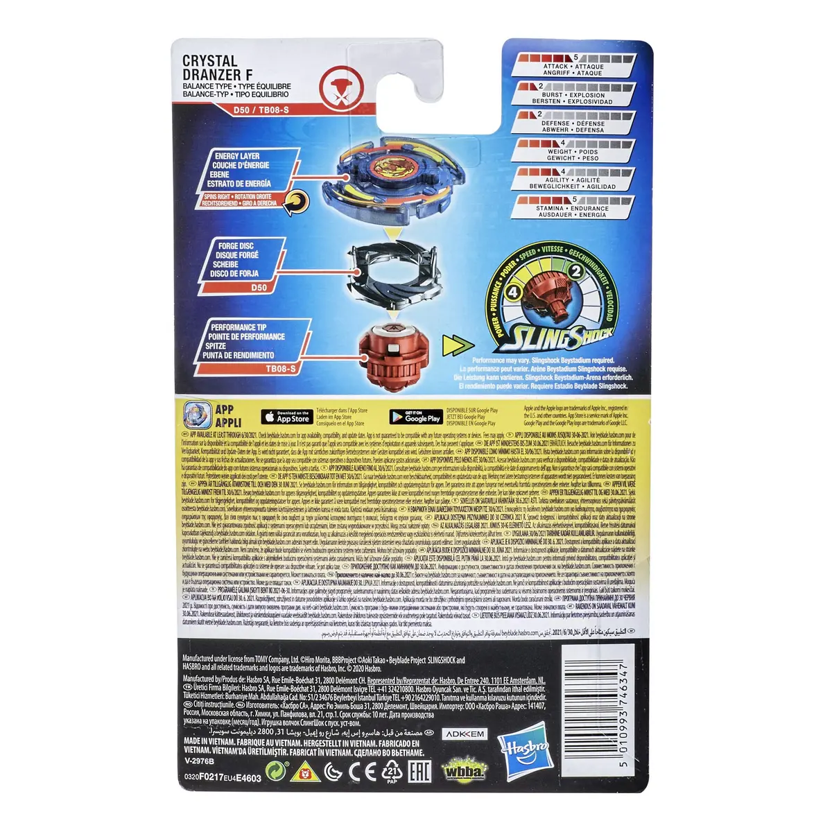 Beyblade Burst Rise Slingshock Crystal Dranzer F Starter Pack | Right/Left-Spin Battling Top Toy for Ages 8+ - view 4