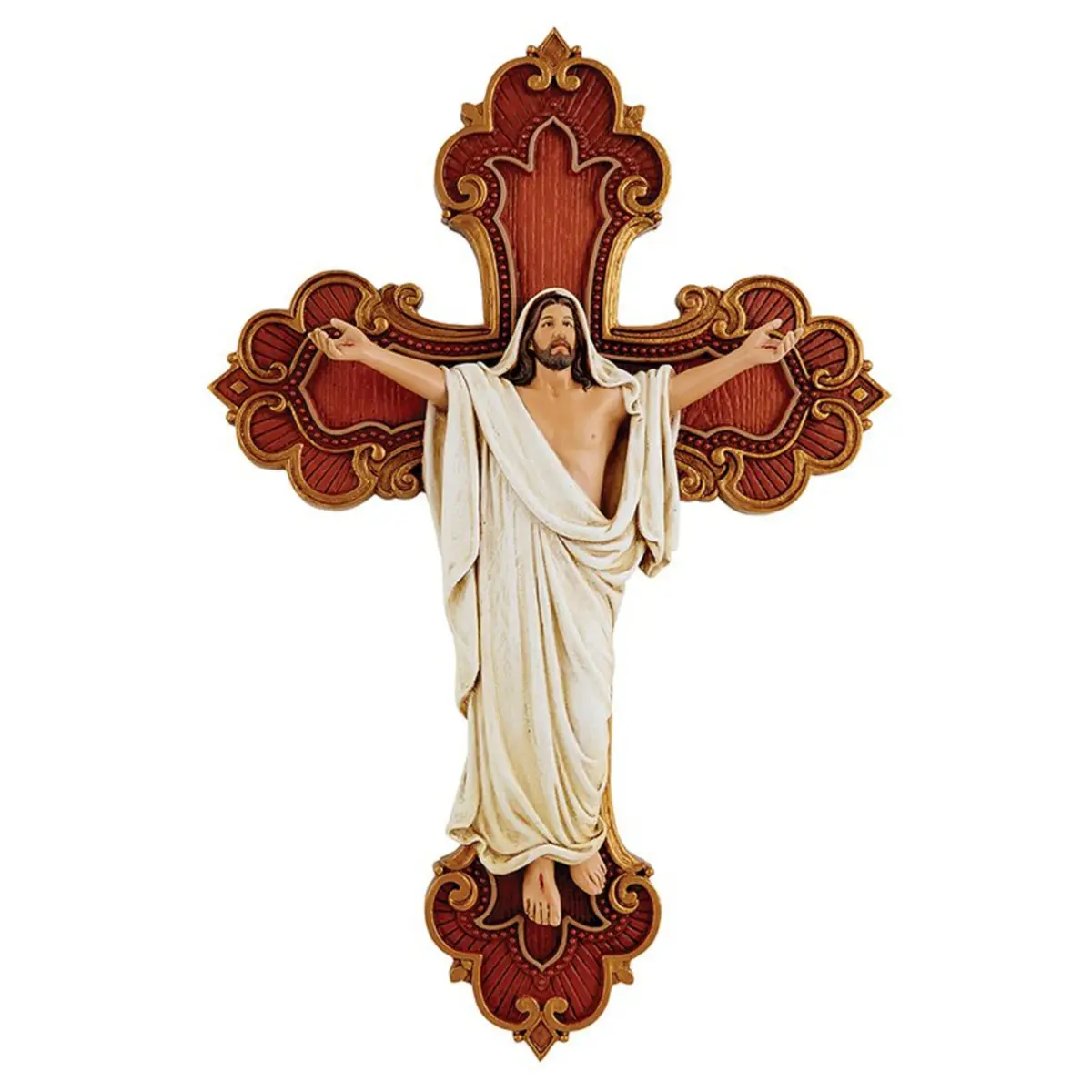 Christian Brands San Giovanni Collection Risen Christ Resin Wall Cross 25.9 cm (10.25" H) | Authentic Faith Decor - main product image