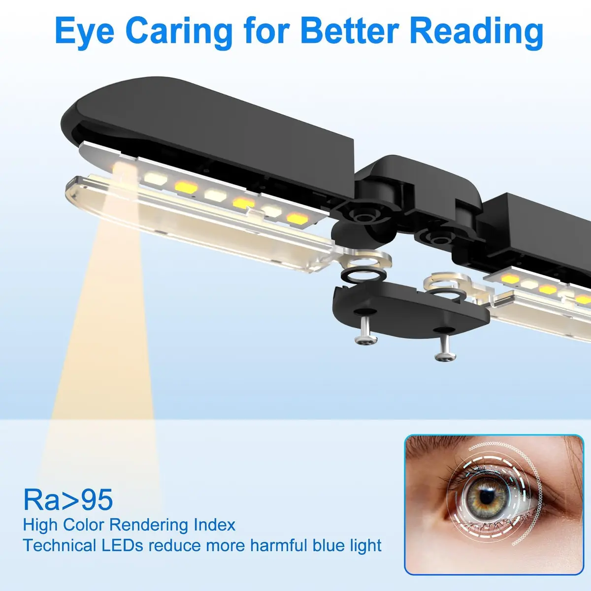 Vekkia 14 LED Rechargeable Book Light 10.1cm (4.0in) | 3 Color Modes, 3 Brightness Levels, Eye Care Lamp - view 2
