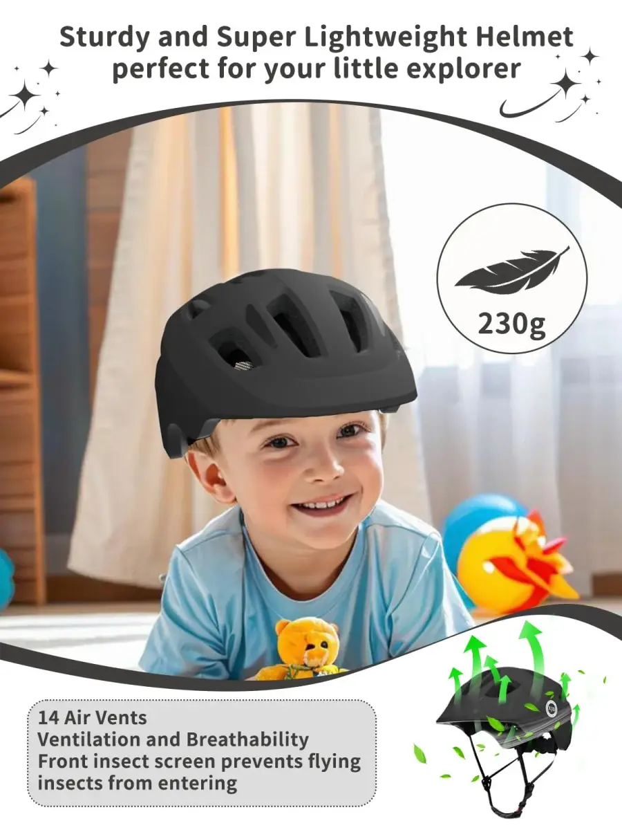 XJD Toddler Helmet Black X-Small | Adjustable Fit Dial for Kids & Toddlers, 46-51 cm - view 7