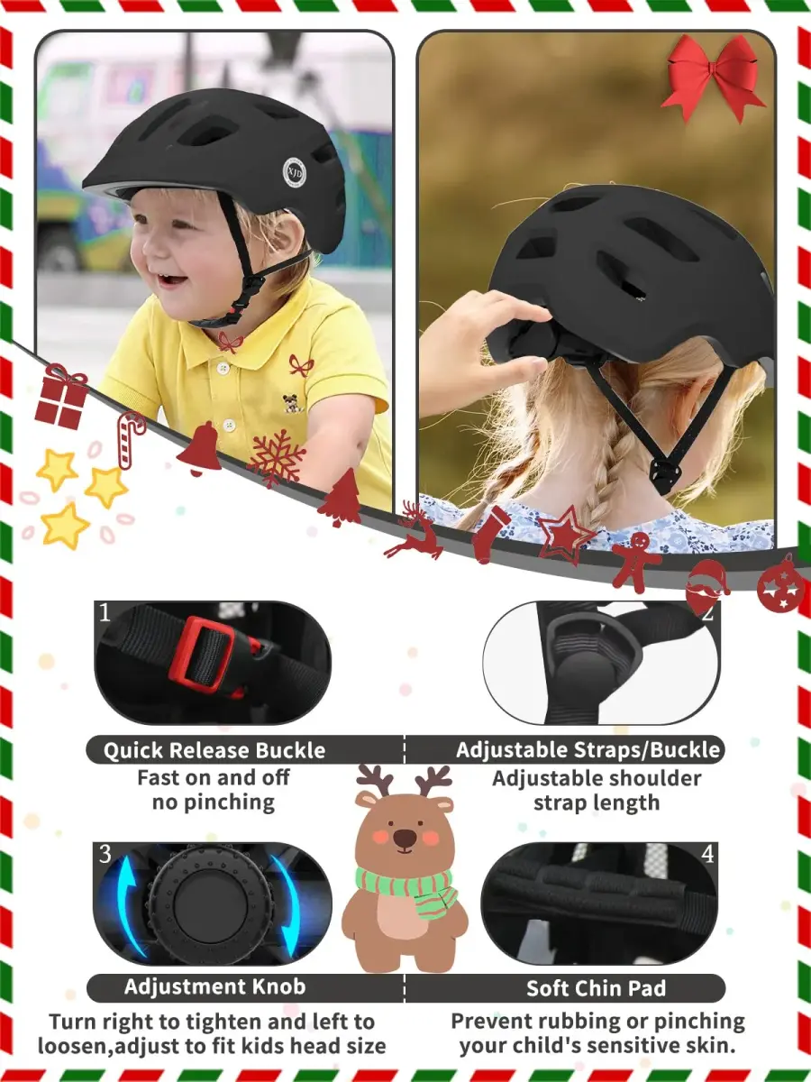 XJD Toddler Helmet Black X-Small | Adjustable Fit Dial for Kids & Toddlers, 46-51 cm - view 4