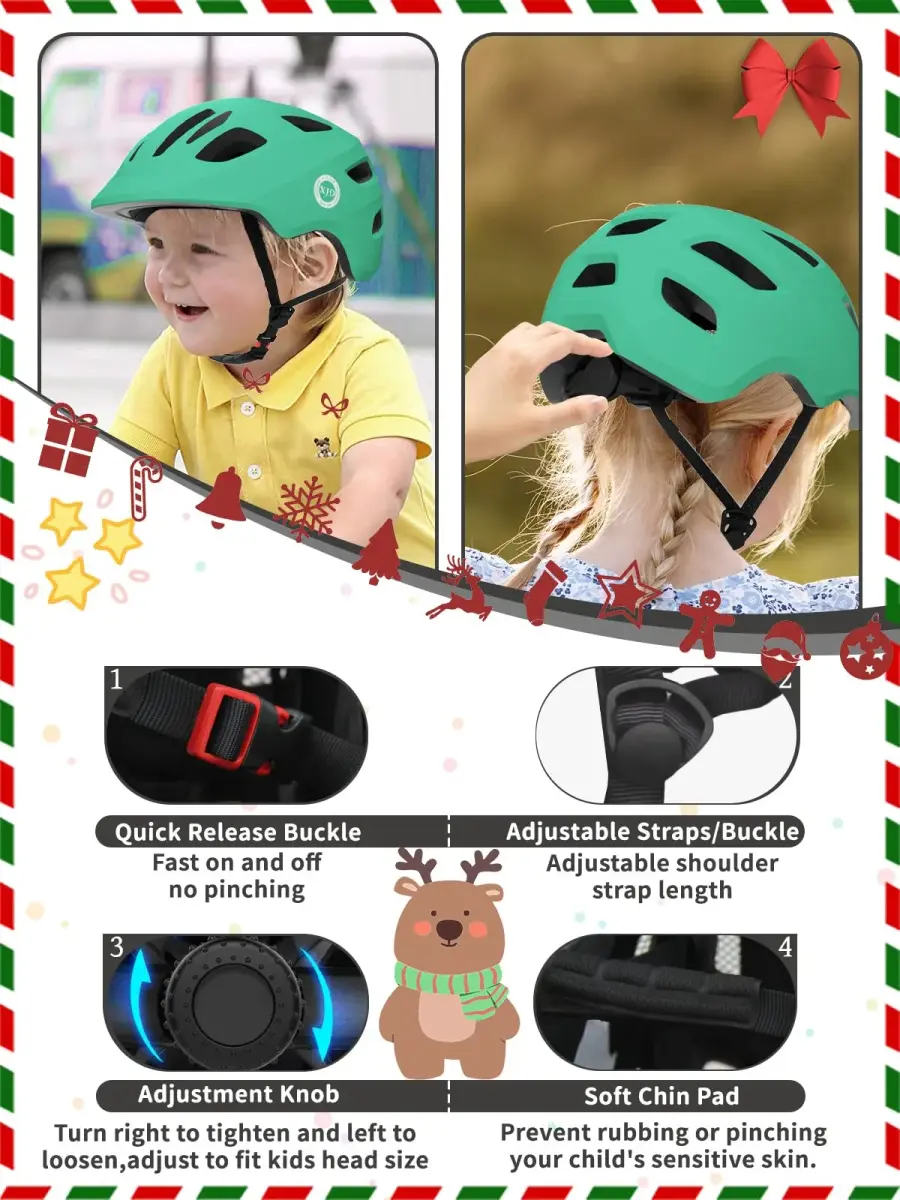 XJD Toddler Helmet Kids Bike Helmet Baby Multi-Sport Adjustable Skateboard Helmet for Kids Boys Girls Infant Lightweight Green X-Small 46-51 cm - view 3