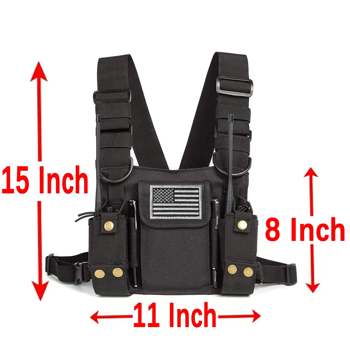 LUITON Radio Shoulder Holster Chest Harness Holder Vest Rig for Two Way Radio 0.318kg (0.70lb) | Adjustable, Durable Nylon, Fits Kenwood, Baofeng, Retevis - view 3
