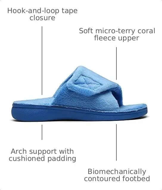 SOLLBEAM Women's Plantar Fasciitis Fuzzy House Orthopedic Slippers with Arch Support (Size 6, Blue) - view 4