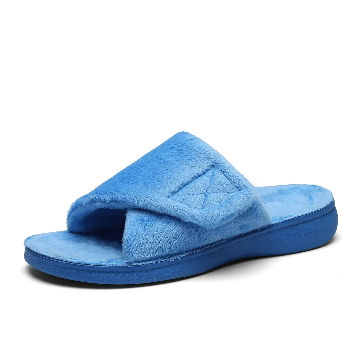SOLLBEAM Women's Plantar Fasciitis Fuzzy House Orthopedic Slippers with Arch Support (Size 6, Blue) - view 5