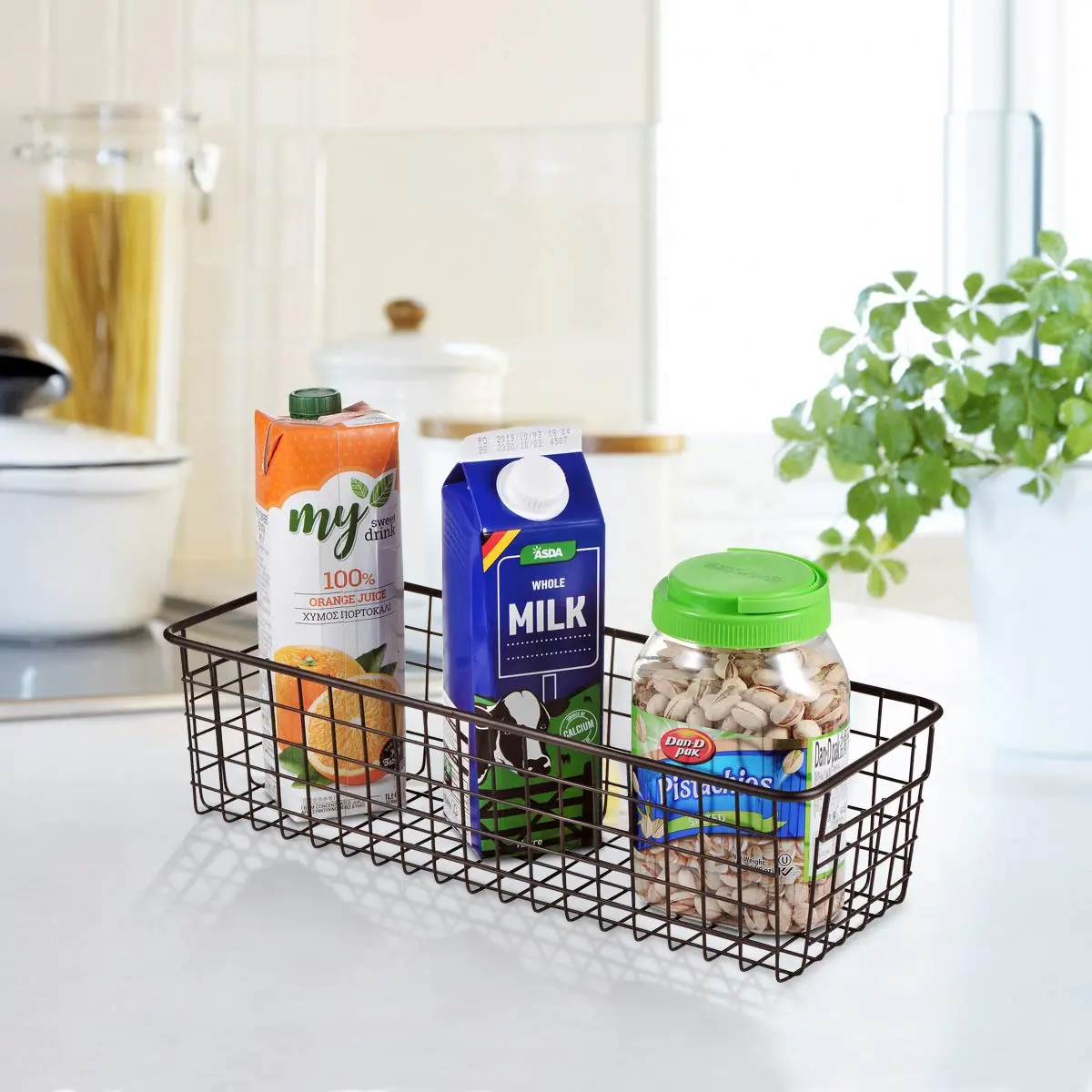 SheeChung Metal Storage Baskets 2 Pack | Modern Farmhouse Bathroom & Kitchen Organizer (Bronze, Large) - view 5