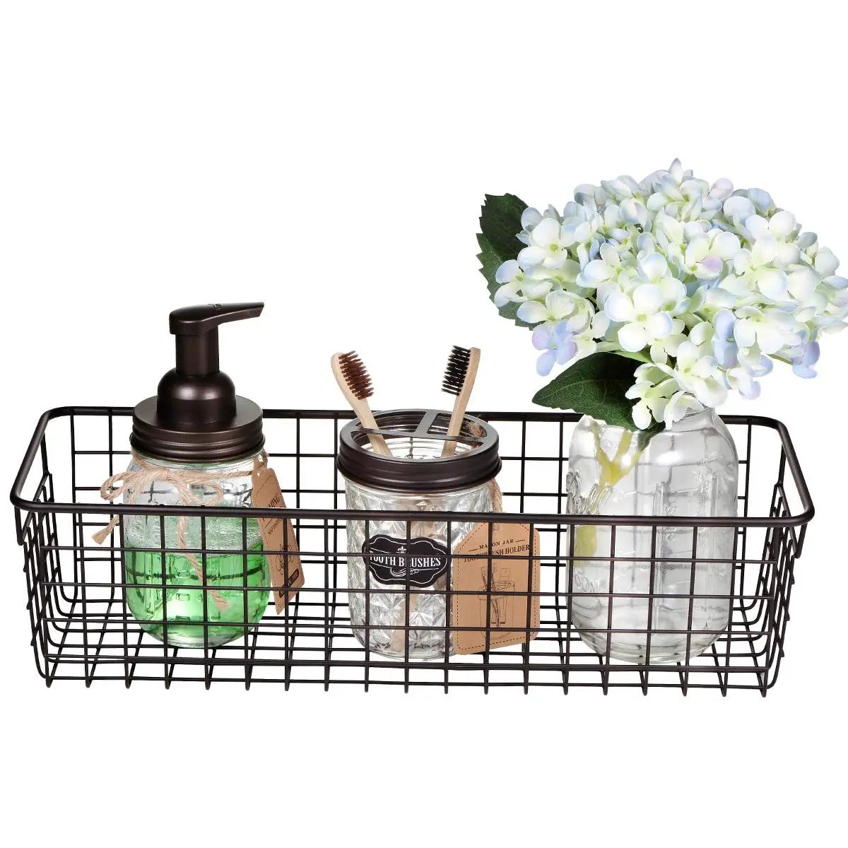 SheeChung Metal Storage Baskets 2 Pack | Modern Farmhouse Bathroom & Kitchen Organizer (Bronze, Large) - view 8
