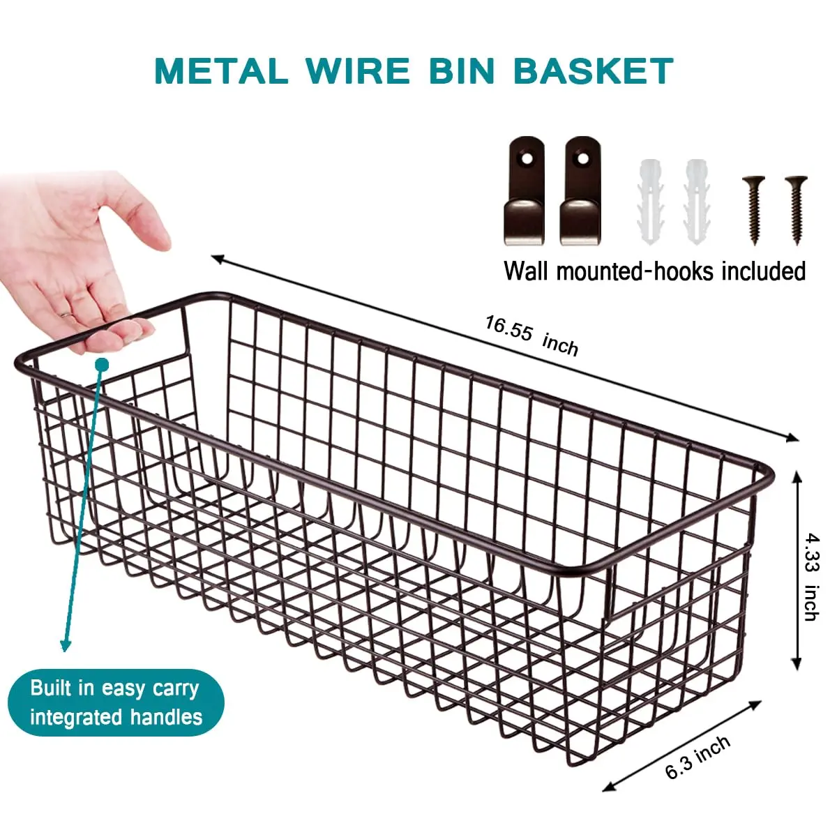 SheeChung Metal Storage Baskets 2 Pack | Modern Farmhouse Bathroom & Kitchen Organizer (Bronze, Large) - view 3
