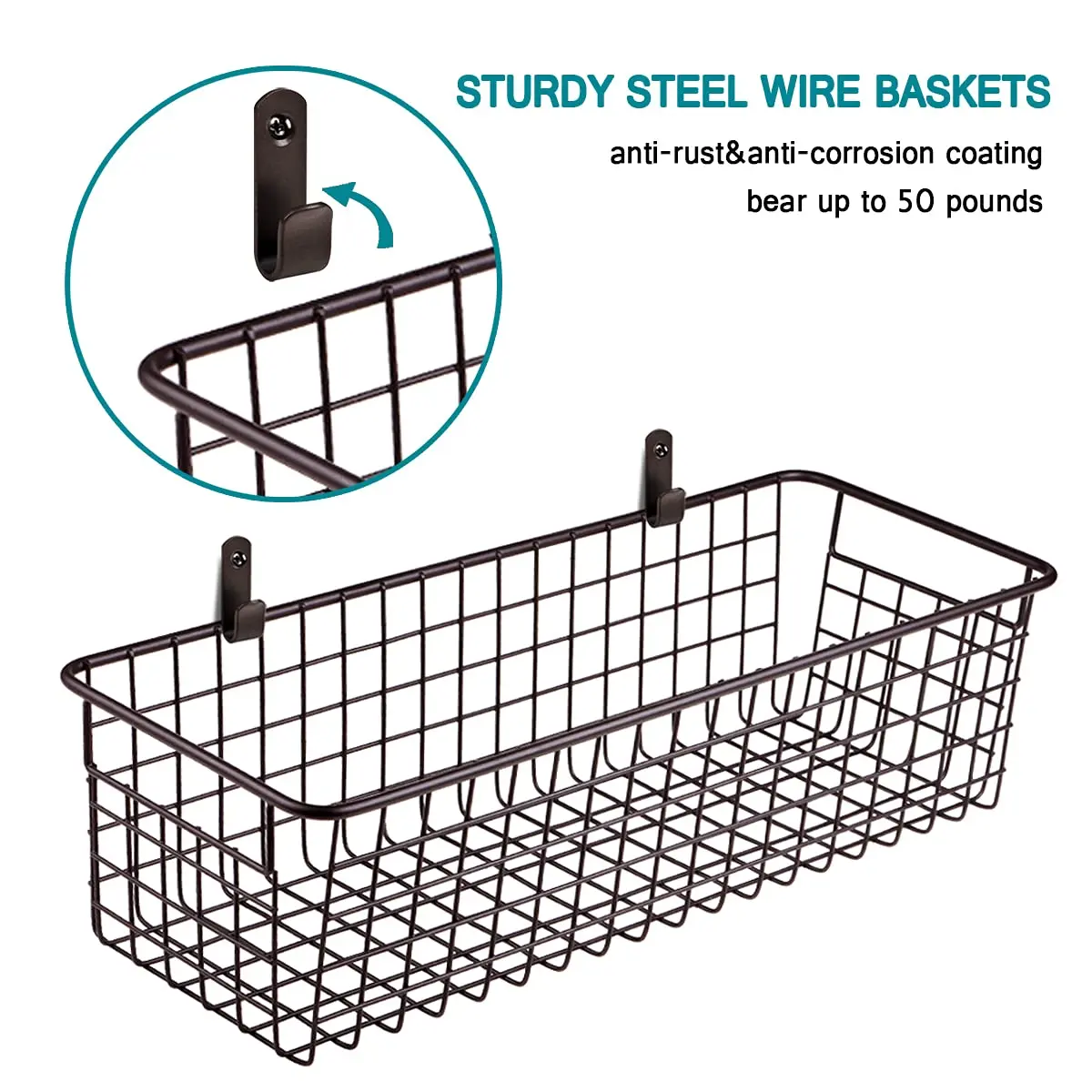 SheeChung Metal Storage Baskets 2 Pack | Modern Farmhouse Bathroom & Kitchen Organizer (Bronze, Large) - view 4