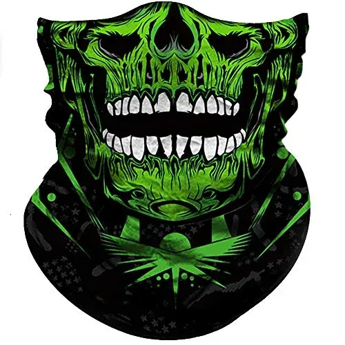 Obacle Skull Green Face Mask with White Teeth Open Mouth - Seamless 3D Tube Bandana for Men & Women - main product image