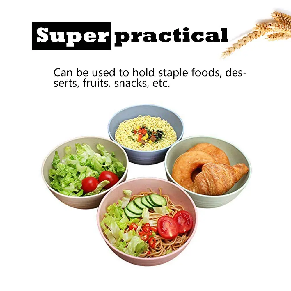 N/ A 4.7-inch Wheat Straw Bowl Set | Unbreakable Microwave & Dishwasher Safe (Small, BEIGE) - view 6