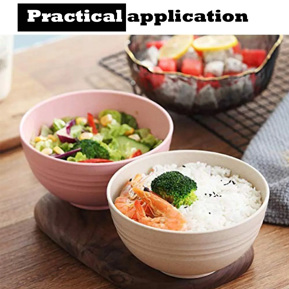 N/ A 4.7-inch Wheat Straw Bowl Set | Unbreakable Microwave & Dishwasher Safe (Small, BEIGE) - view 7