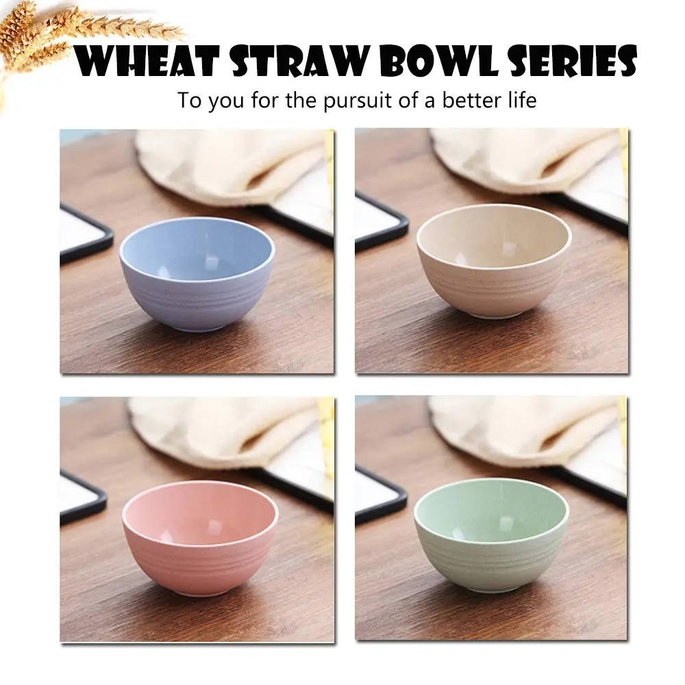 N/ A 4.7-inch Wheat Straw Bowl Set | Unbreakable Microwave & Dishwasher Safe (Small, BEIGE) - view 2