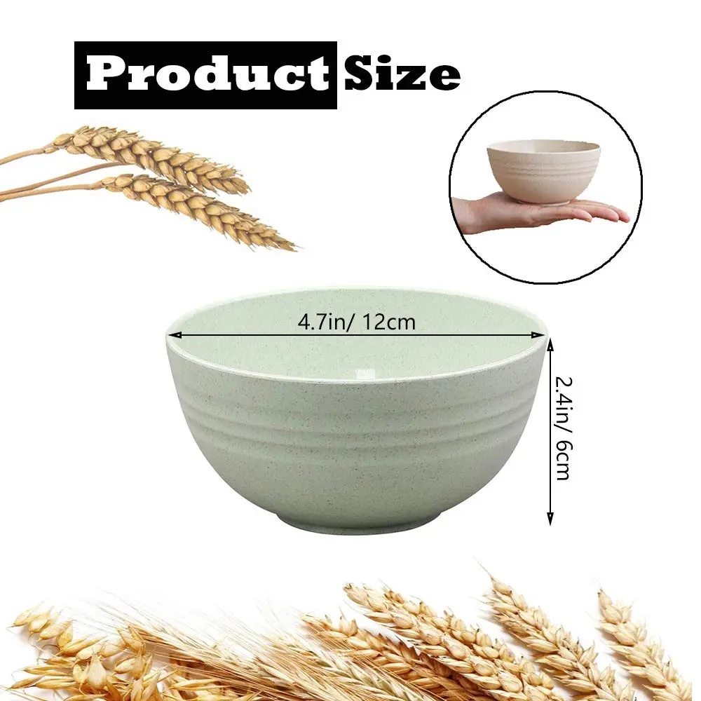 N/ A 4.7-inch Wheat Straw Bowl Set | Unbreakable Microwave & Dishwasher Safe (Small, BEIGE) - view 4