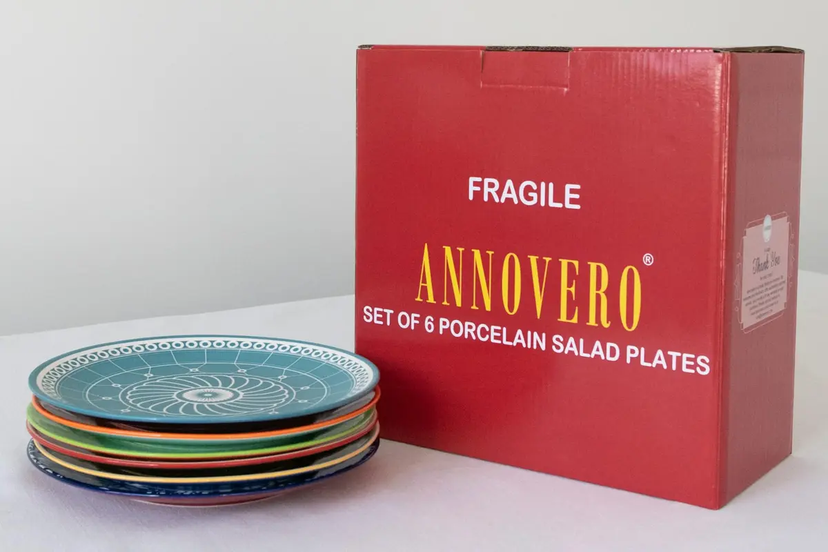 Annovero Salad Plates, 8.5 Inch | Microwave & Dishwasher Safe, Set for 6 - view 8