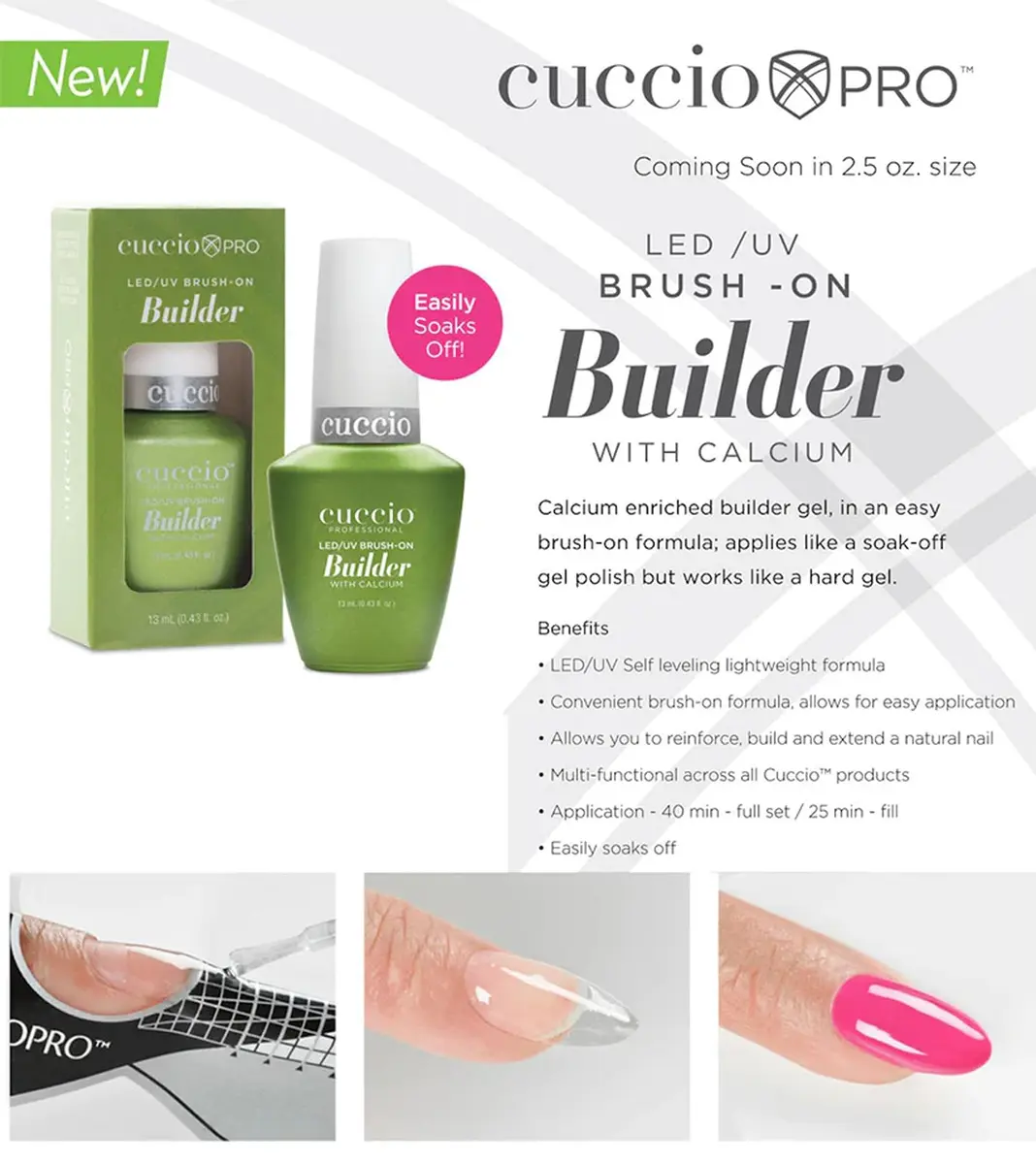 Cuccio Brush-On Builder Gel With Calcium 0.43 Fl Oz | Clear, Strengthening & Long-Lasting - view 4