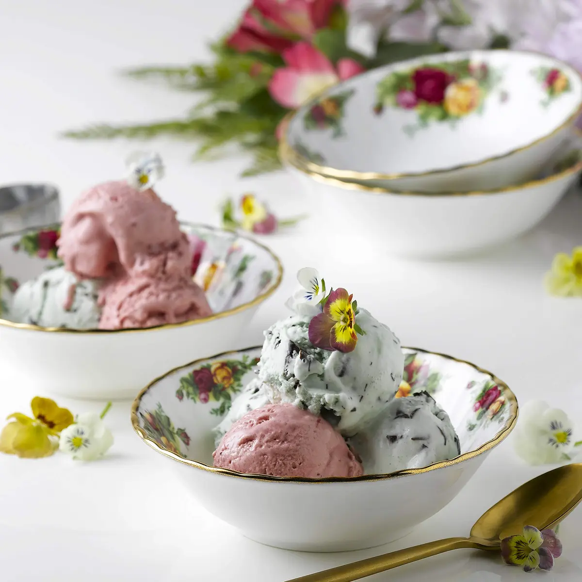 Royal Albert Old Country Roses Bone China Bowls 4pc Set, 6.2" | Vintage Floral Elegance - view 2