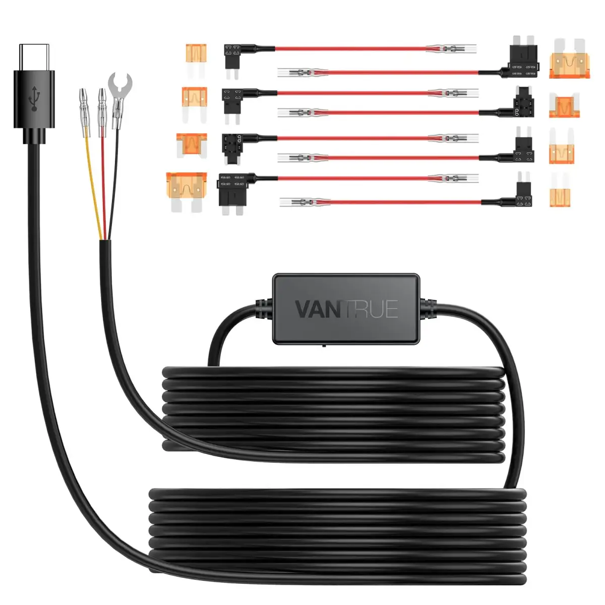 VANTRUE USB-C Hardwire Kit 11.5ft | 12V-24V to 5V ACC Parking Mode - main product image