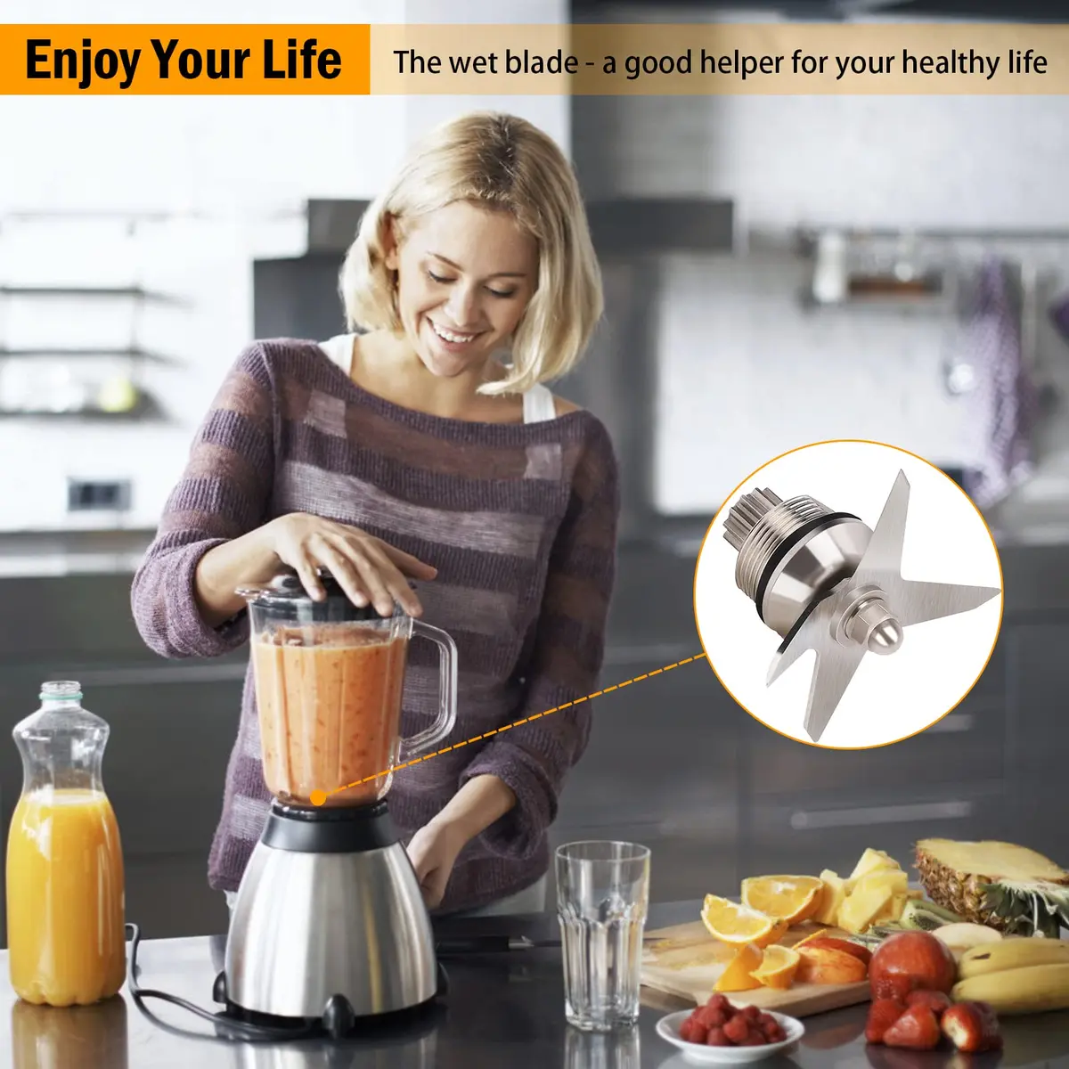 BTNTVEN Blender Blade Replacement Part for Vitamix 32oz & 64oz | Stainless Steel Wet Blade Compatible with 5200 Series Blender Mixer - view 7