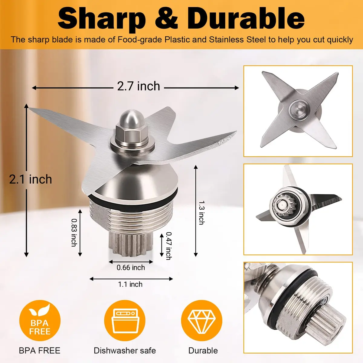 BTNTVEN Blender Blade Replacement Part for Vitamix 32oz & 64oz | Stainless Steel Wet Blade Compatible with 5200 Series Blender Mixer - view 2