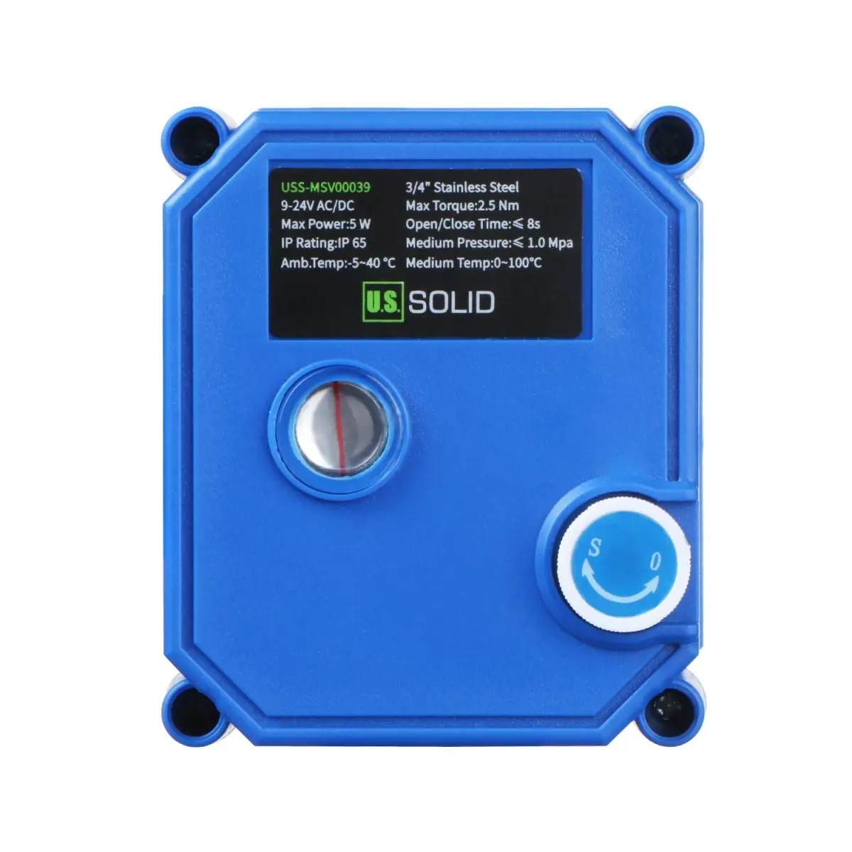 U.S. Solid Motorized Ball Valve 3/4" NSF Certified 304SS Full Port 9-24V AC/DC | 19.05mm (0.75 Inch) NPT - view 6