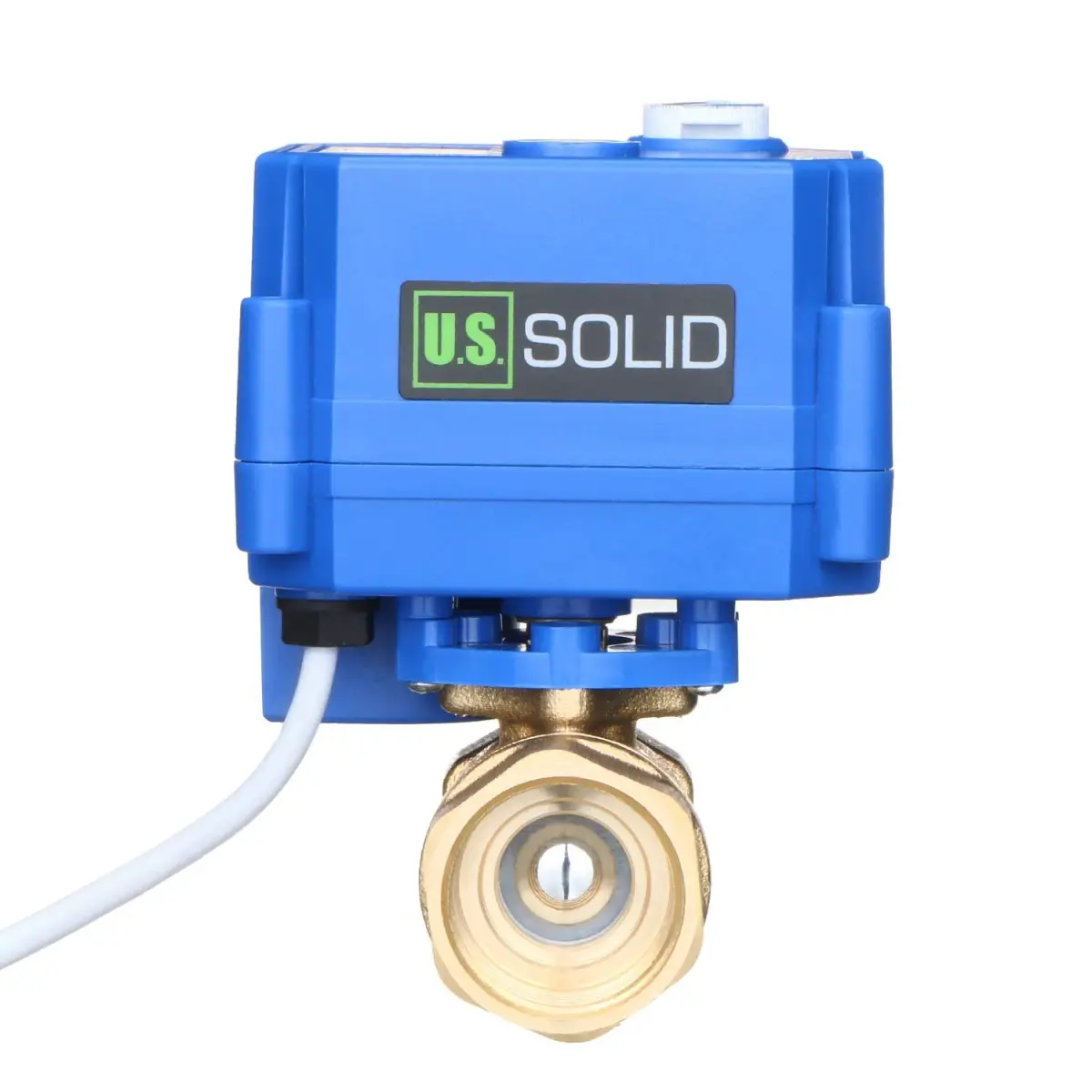 U.S. Solid Motorized Ball Valve 3/4" Brass Standard Port 9-24V AC/DC | Auto Return & Manual Function - main product image