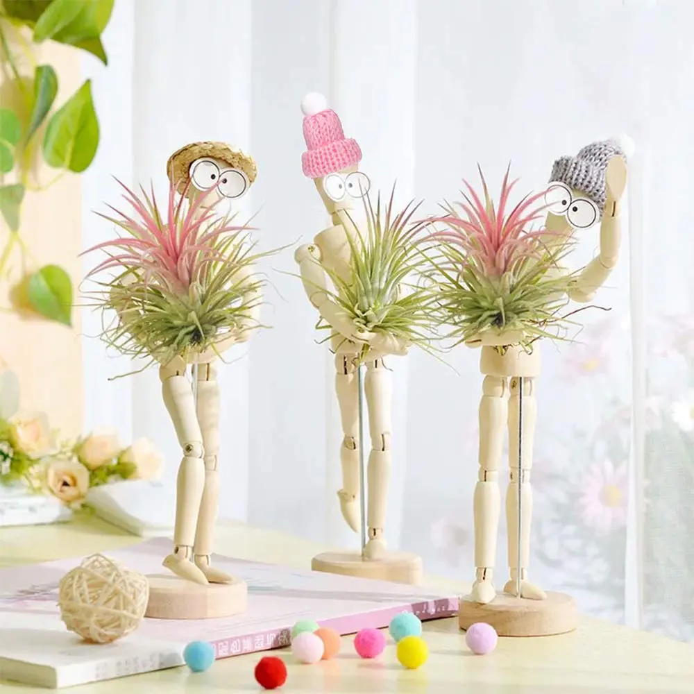 Melphoe 3 Pack Air Plant Holder Wooden Jointed Mannequin Adjustable Pose & DIY Decor (8.5 inch tall, 3 pcs) - view 6