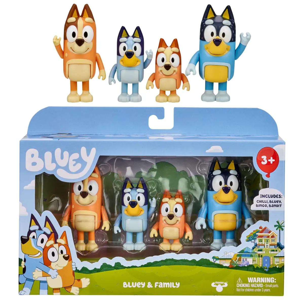 Bluey Family Figure 4-Pack, Poseable Toys with Bingo & Bandit | ASTM-Tested, Non-Toxic Plastic - main product image